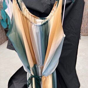 HM Multi Green Yellow Tan Blue Maxi Dress Sz 14 NWT